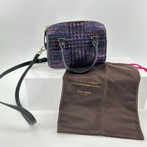 NEW Kate Spade Emerson Place Lane Tweed Satchel Black Pink Blue Crossbody